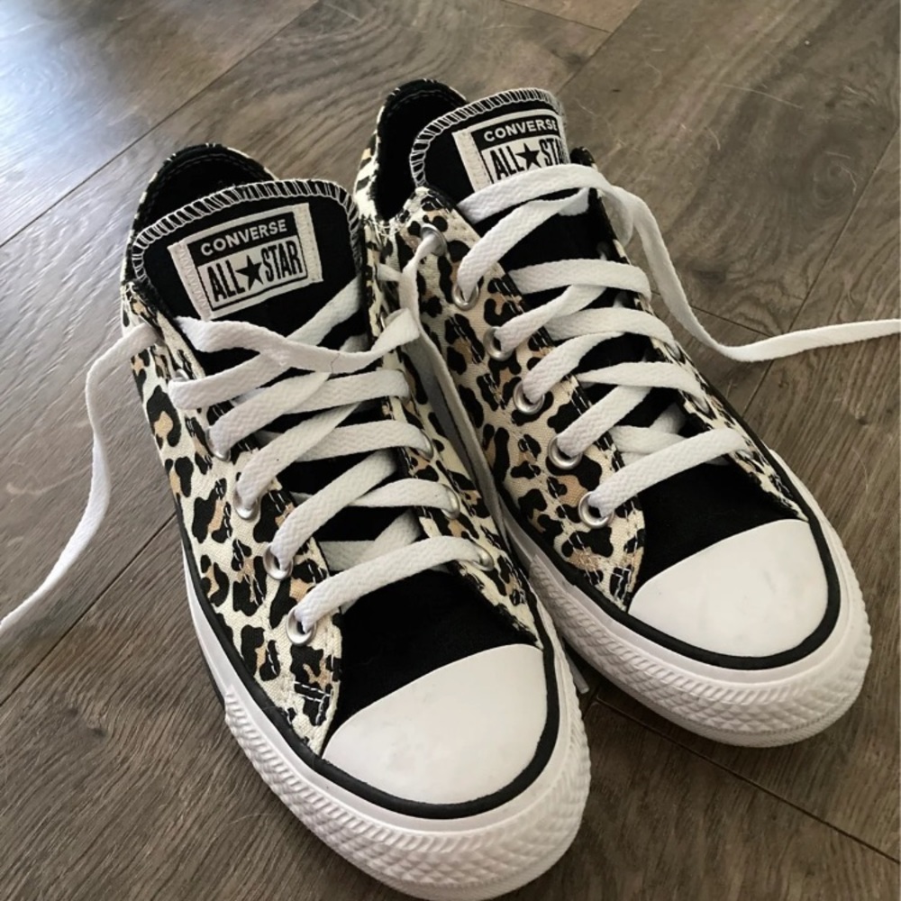 Custom designed cheetah converse, worn once